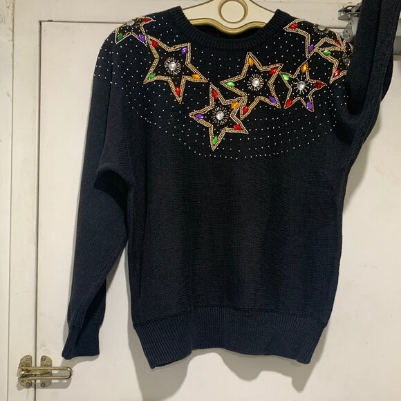 VINTAGE TAMRA EMBELLISHED KNIT COTTON BLEND SWEATERS SIZE L - Picture 4 of 9